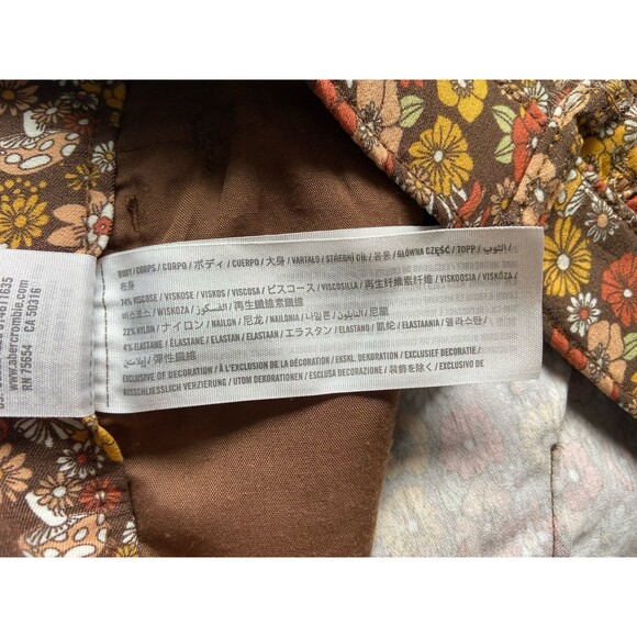 Hollister Womens Retro Floral Flare Pants Size M Boho 70s Y2K Hippie Mushrooms - Picture 9 of 13